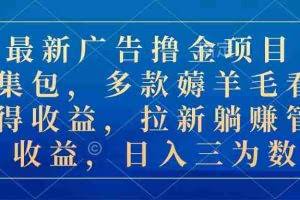 (10906期)最新广告撸金项目合集包,多款薅羊毛看广告收益 拉新管道收益,日入三为数