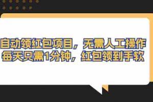 (10875期)自动领红包项目,无需人工操作,每天只需1分钟,红包领到手软