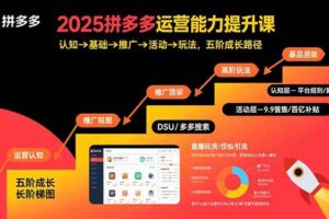 （15826期）2025拼多多运营能力提升课：认知→基础→推广→活动→玩法，五阶成长路径