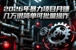 （17218期）2026年暴力项目月赚几万很简单可批量操作，成本低，利润大