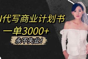 （16527期）AI代写商业计划书，一单3000+，提供接单渠道，主打长期稳定，永不失业