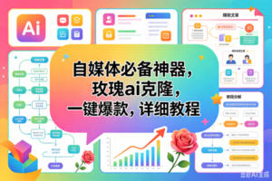 （18598期）玫瑰克隆工具，一键ai神器，爆款工具，自媒体必备，60多个功能，详细教程